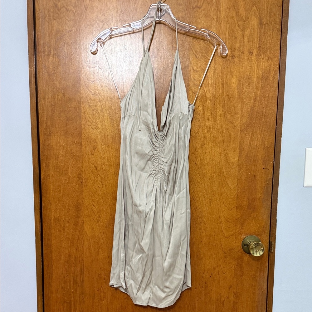 Zara Light Tan Halter Dress